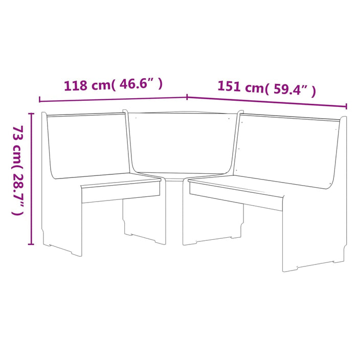 Panca Angolare 151 cm in Legno Massello di Pino Marrone Miele cod mxl 45590