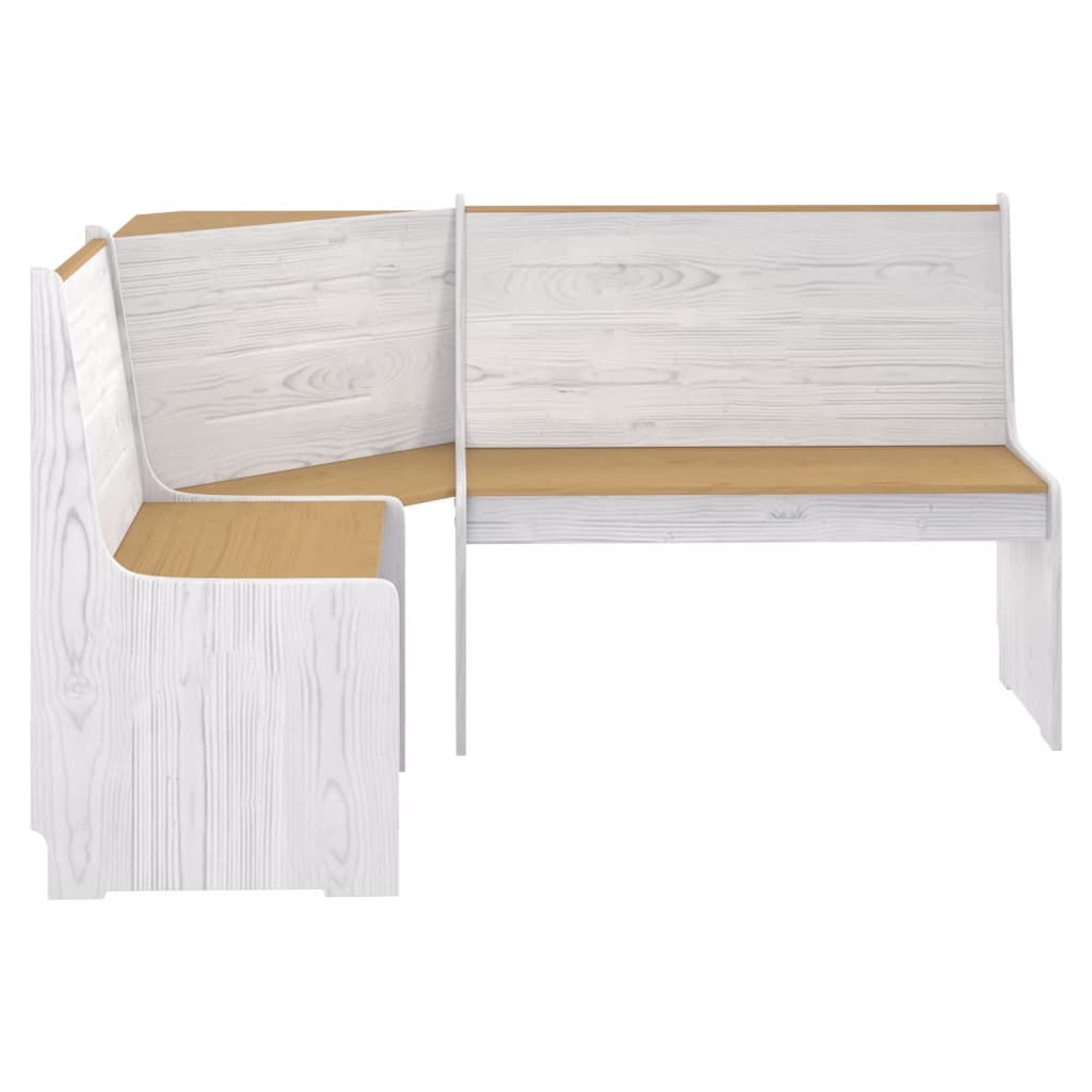 Panca Angolare 151 cm in Legno Massello di Pino Miele e Bianco 327249