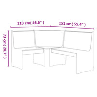 Panca Angolare 151 cm in Legno Massello di Pino Miele e Bianco cod mxl 51289