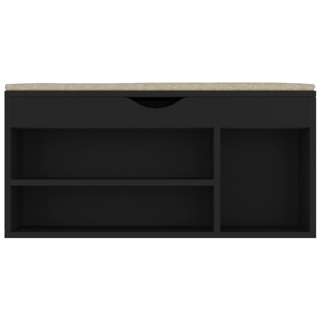 Panca Portascarpe con Cuscino Nero 104x30x49 cm in Truciolato 326751