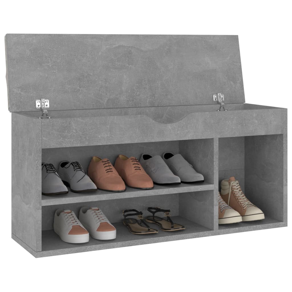 Panca Scarpe con Cuscino Grigio Cemento 104x30x49cm Multistrato 326754