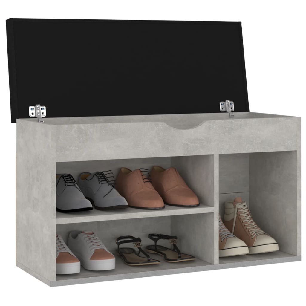 Panca Scarpe con Cuscino Grigio Cemento 80x30x47cm Multistrato 326763