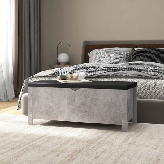 Cassapanca con Cuscino Grigio Cemento 105x40x45cm in Truciolato cod mxl 58584