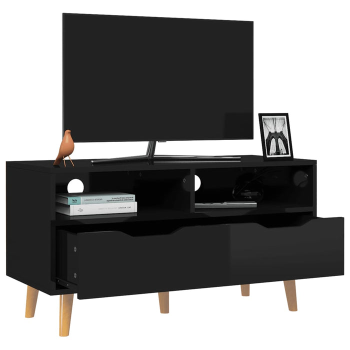 Mobile TV Nero Lucido 90x40x48,5 cm in Truciolato 326784