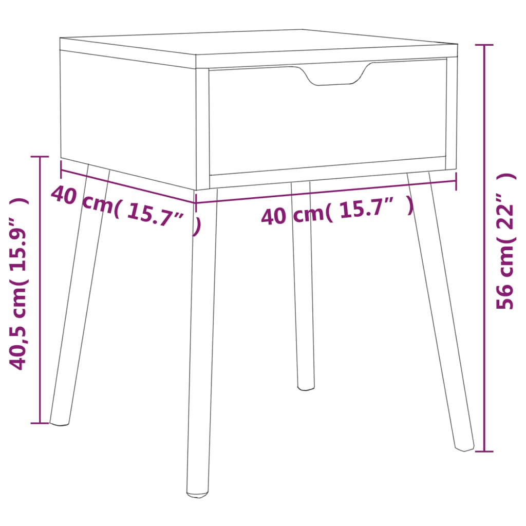 Comodino Bianco 40x40x56 cm in Legno Multistrato 326795