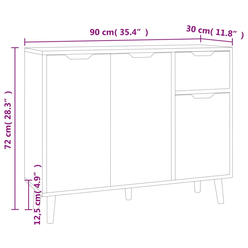 Credenza Nera 90x30x72 cm in Truciolato cod mxl 54861