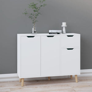 Credenza Bianco Lucido 90x30x72 cm in Legno Multistrato 326819