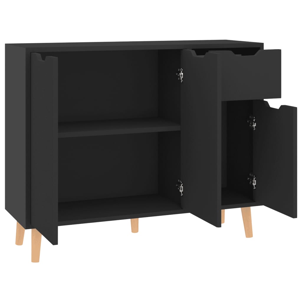 Credenza Nero Lucido 90x30x72 cm in Truciolato 326820