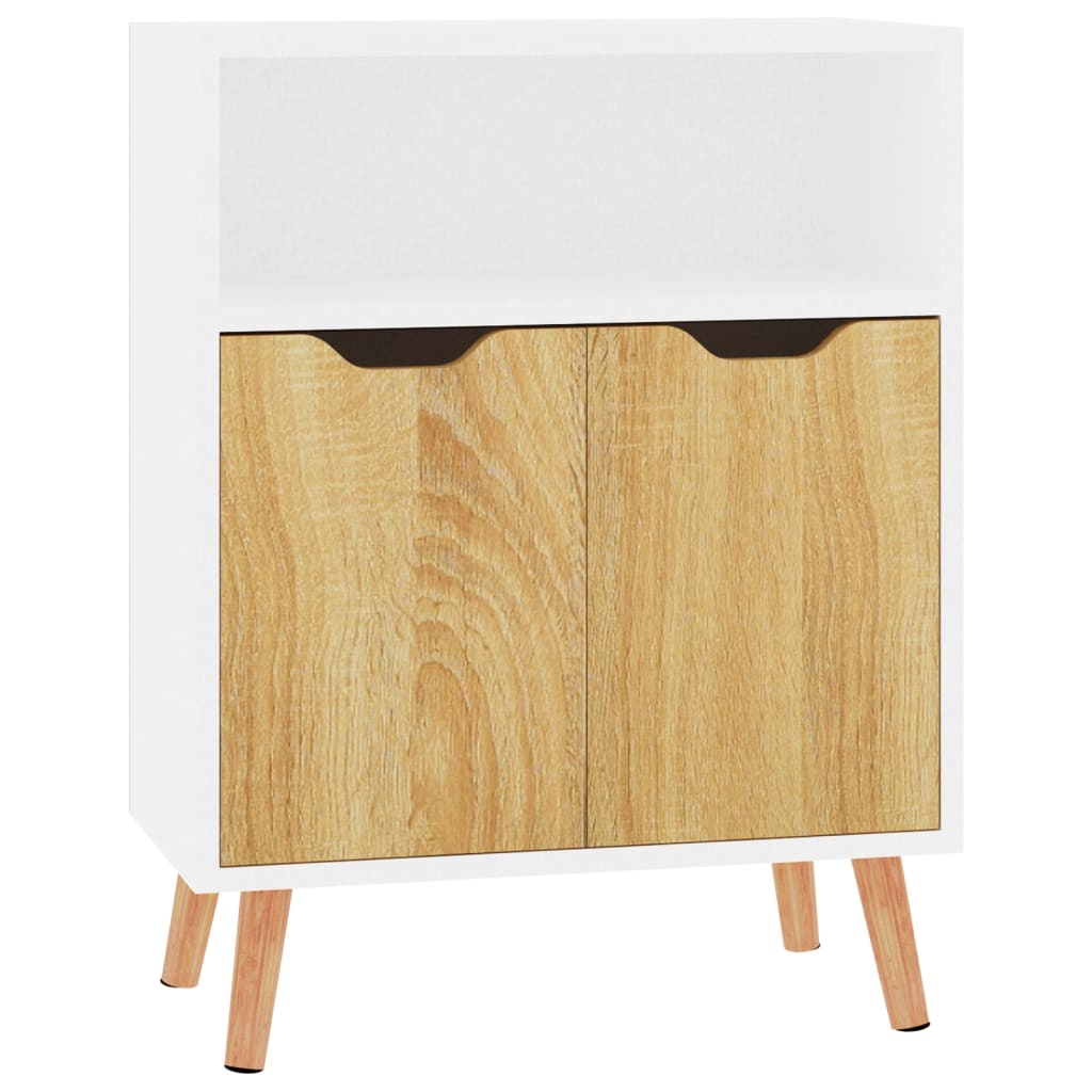 Credenza Bianca e Rovere Sonoma 60x30x72cm in Legno Multistrato 326827