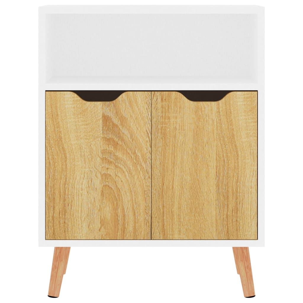 Credenza Bianca e Rovere Sonoma 60x30x72cm in Legno Multistrato 326827