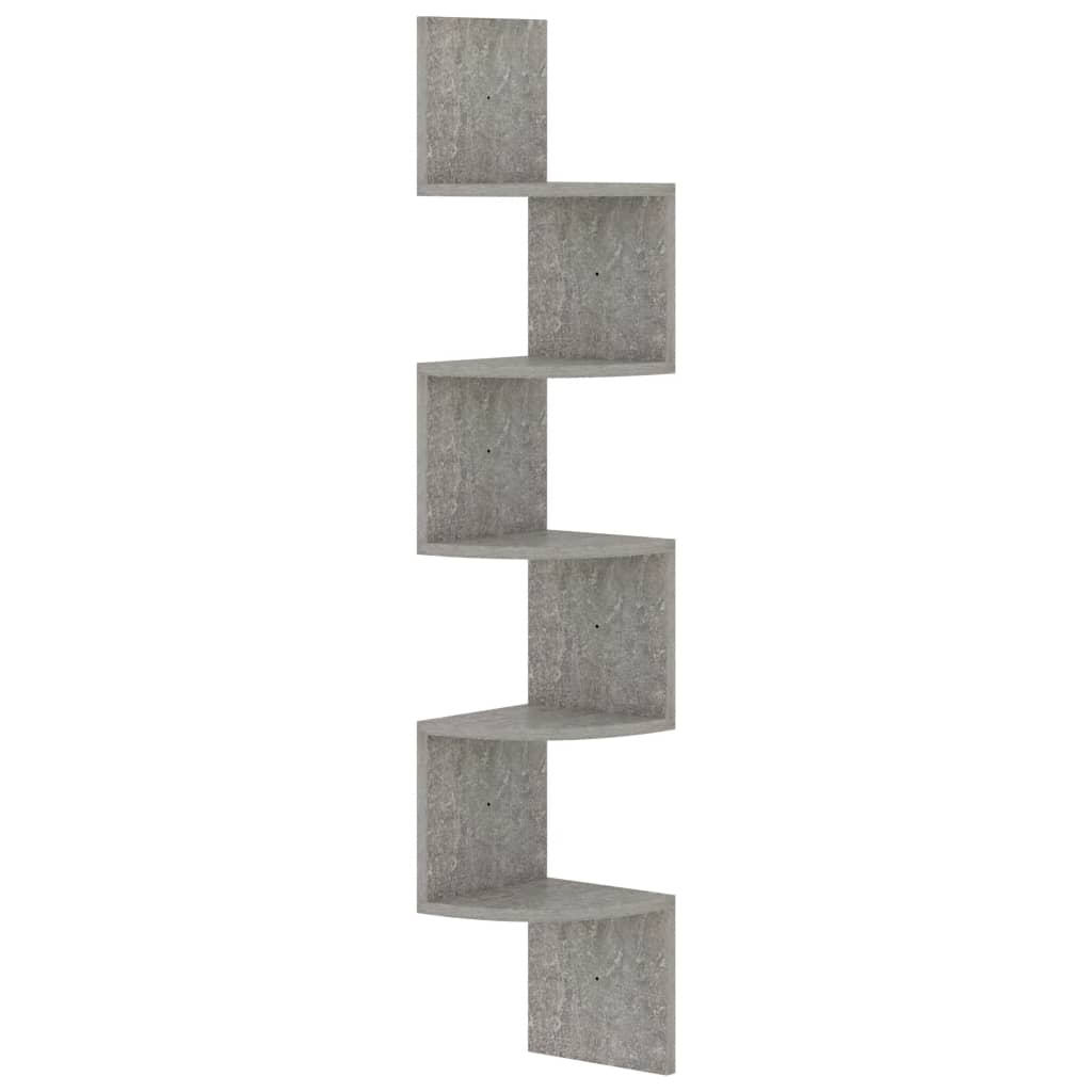 Scaffale Angolare a Muro Grigio Cemento 19x19x123 cm Truciolato 326835