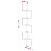 Scaffale Angolare a Muro Rovere Fumo 19x19x123 cm Multistrato 326839