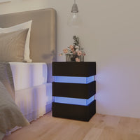 Comodino Nero con Luci LED 45x35x67 cm in Truciolato cod mxl 58619