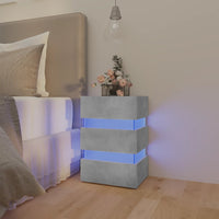 Comodino Grigio Cemento con Luci LED 45x35x67 cm in Truciolato cod mxl 58626