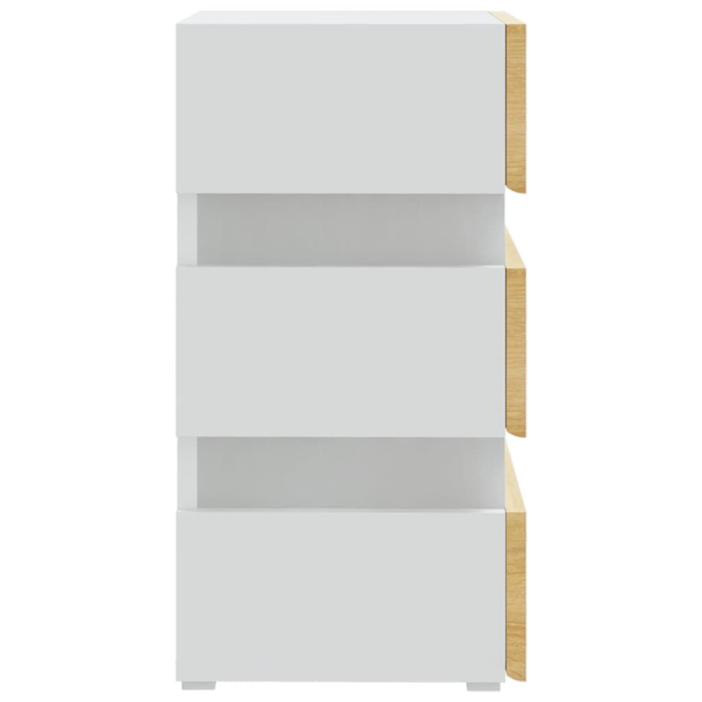 Comodino Bianco e Rovere Sonoma Luci LED 45x35x67 cm Truciolato cod mxl 58637