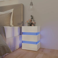 Comodino Bianco Lucido con Luci LED 45x35x67 cm in Truciolato cod mxl 58620