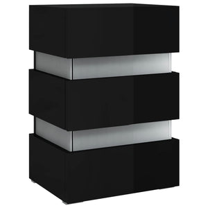 Comodino Nero Lucido con Luci LED 45x35x67 cm in Truciolato cod mxl 58621