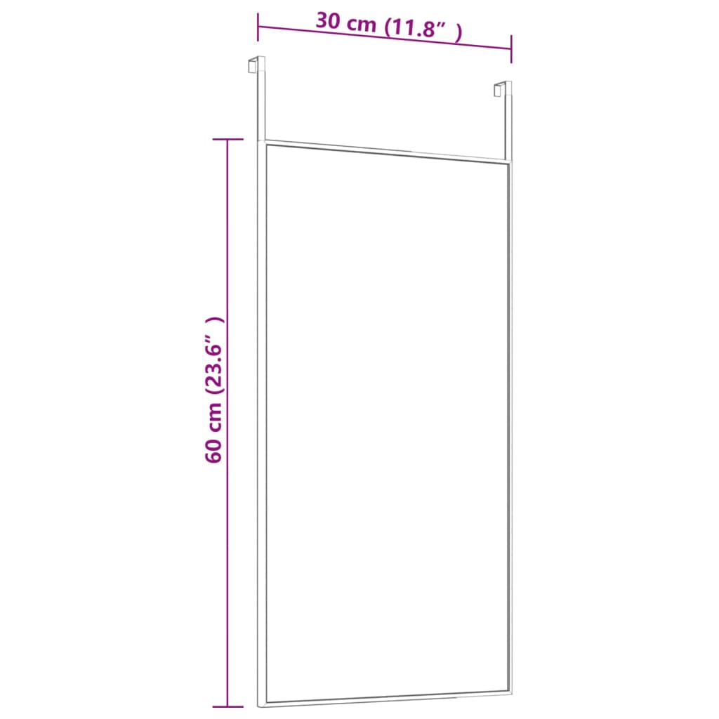 Specchio da Porta Nero 30x60 cm Vetro e Alluminio cod mxl 67772