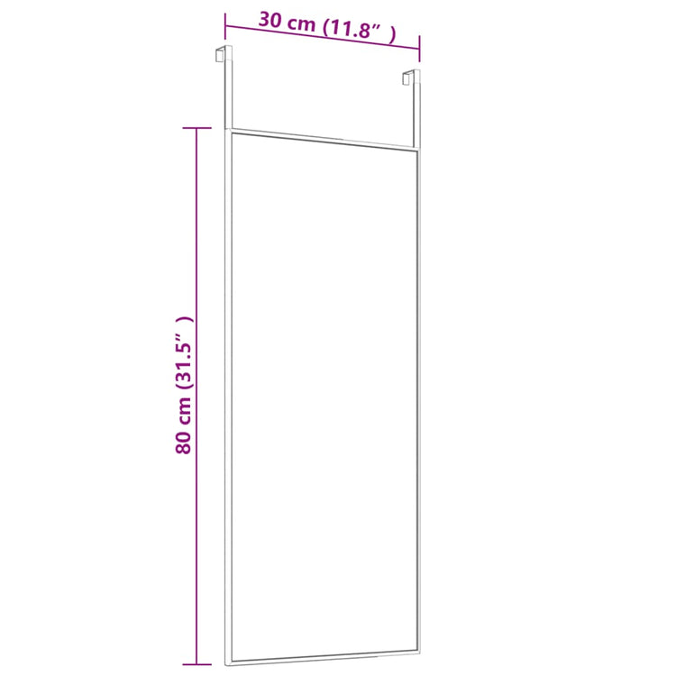 Specchio da Porta Nero 30x80 cm in Vetro e Alluminio