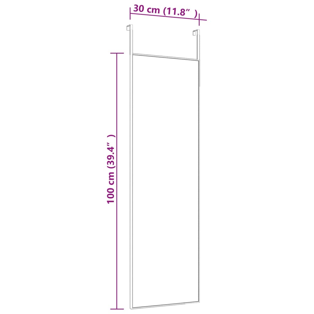 Specchio da Porta Nero 30x100 cm in Vetro e Alluminio cod mxl 53102