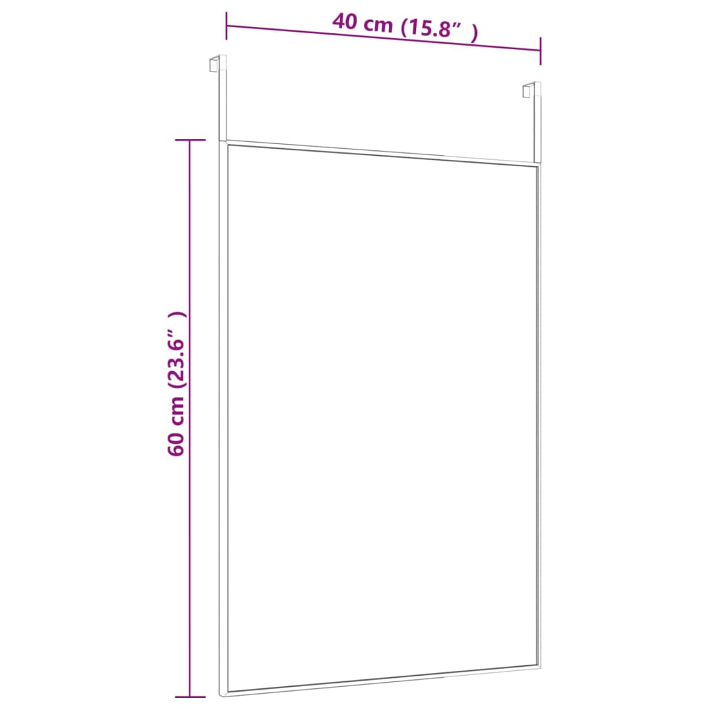 Specchio da Porta Nero 40x60 cm in Vetro e Alluminio 327406