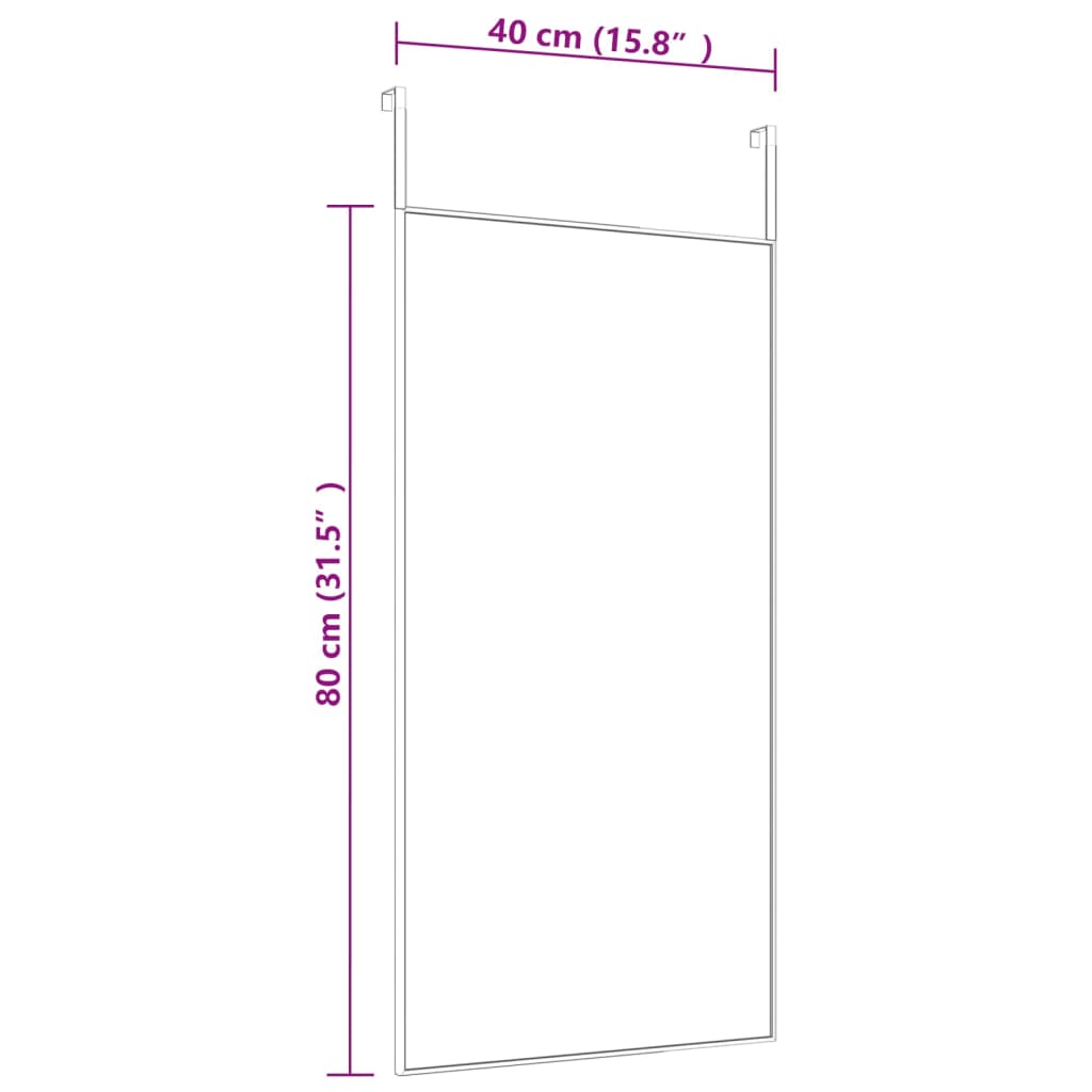 Specchio da Porta Nero 40x80 cm in Vetro e Alluminio cod mxl 46509