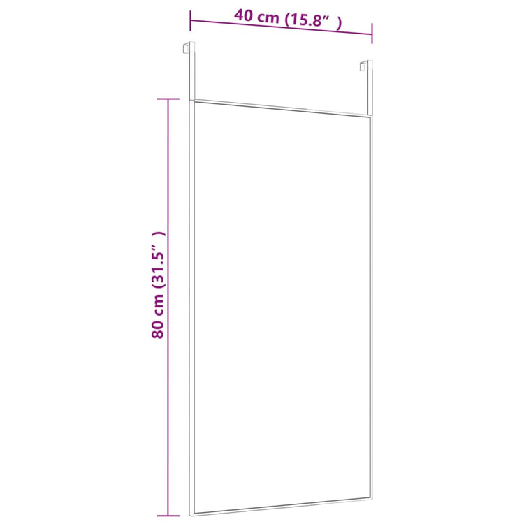 Specchio da Porta Nero 40x80 cm in Vetro e Alluminio 327407