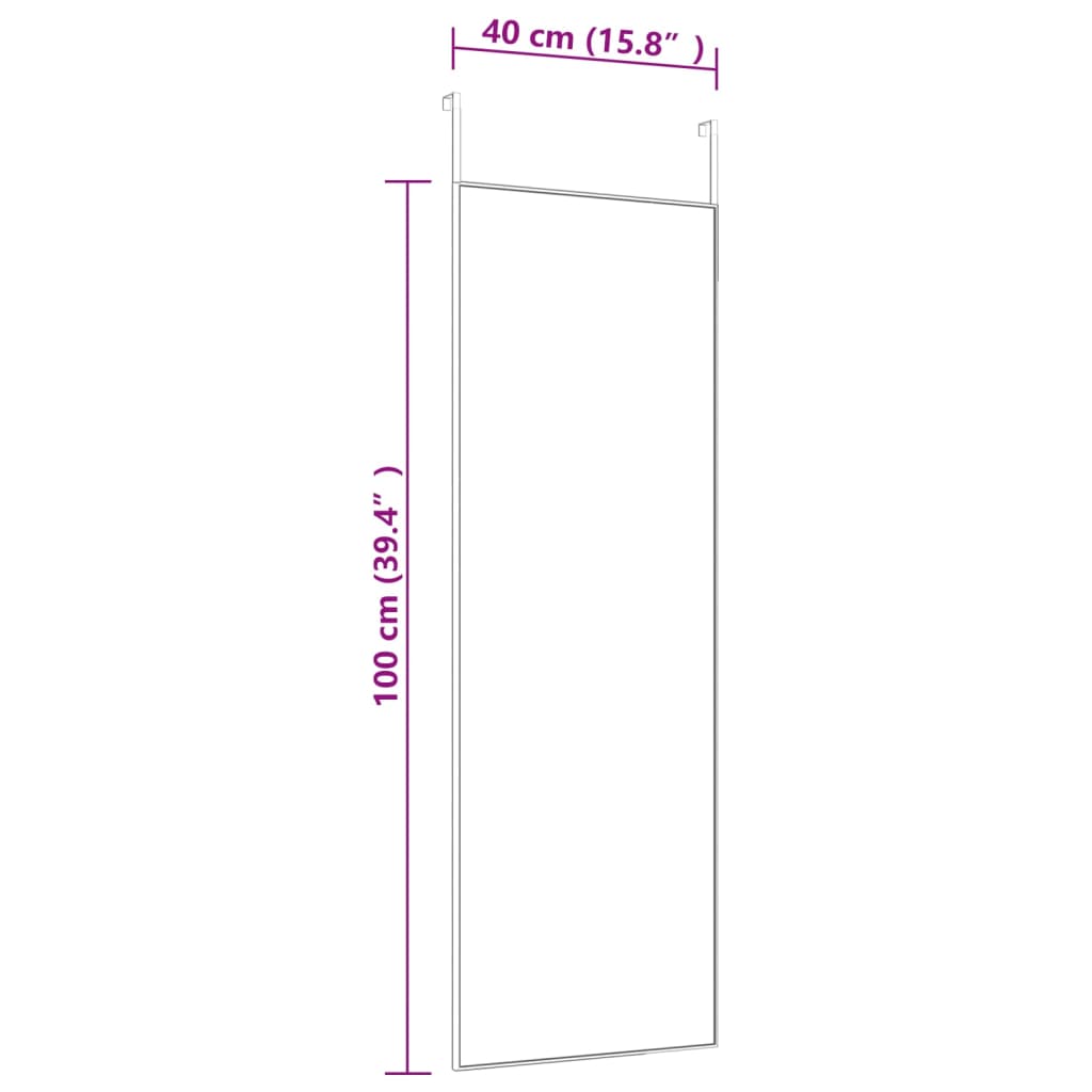 Specchio da Porta Nero 40x100 cm in Vetro e Alluminio cod mxl 41907