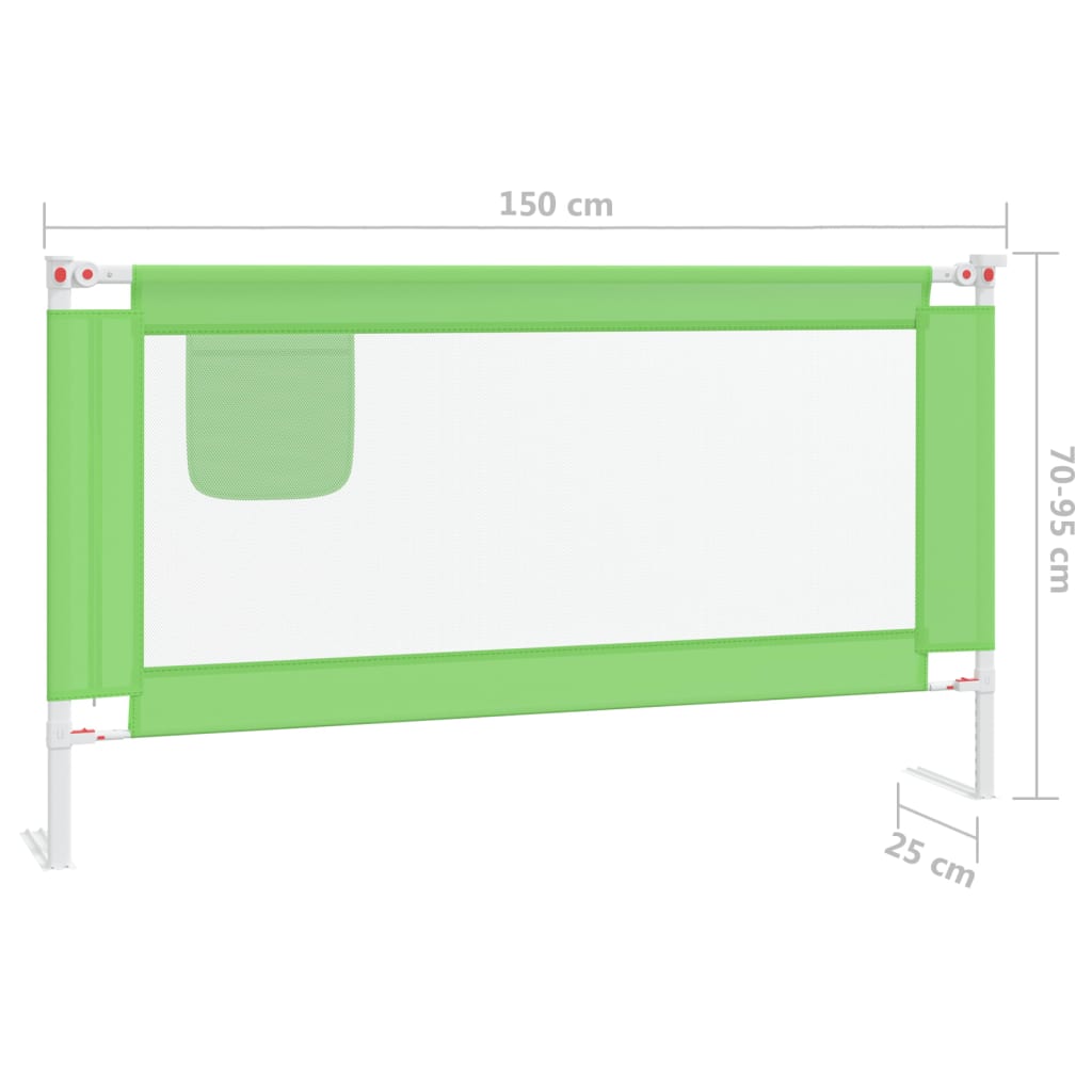 Sponda Letto di Sicurezza per Bambini Verde 150x25 cm Tessuto cod mxl 74063