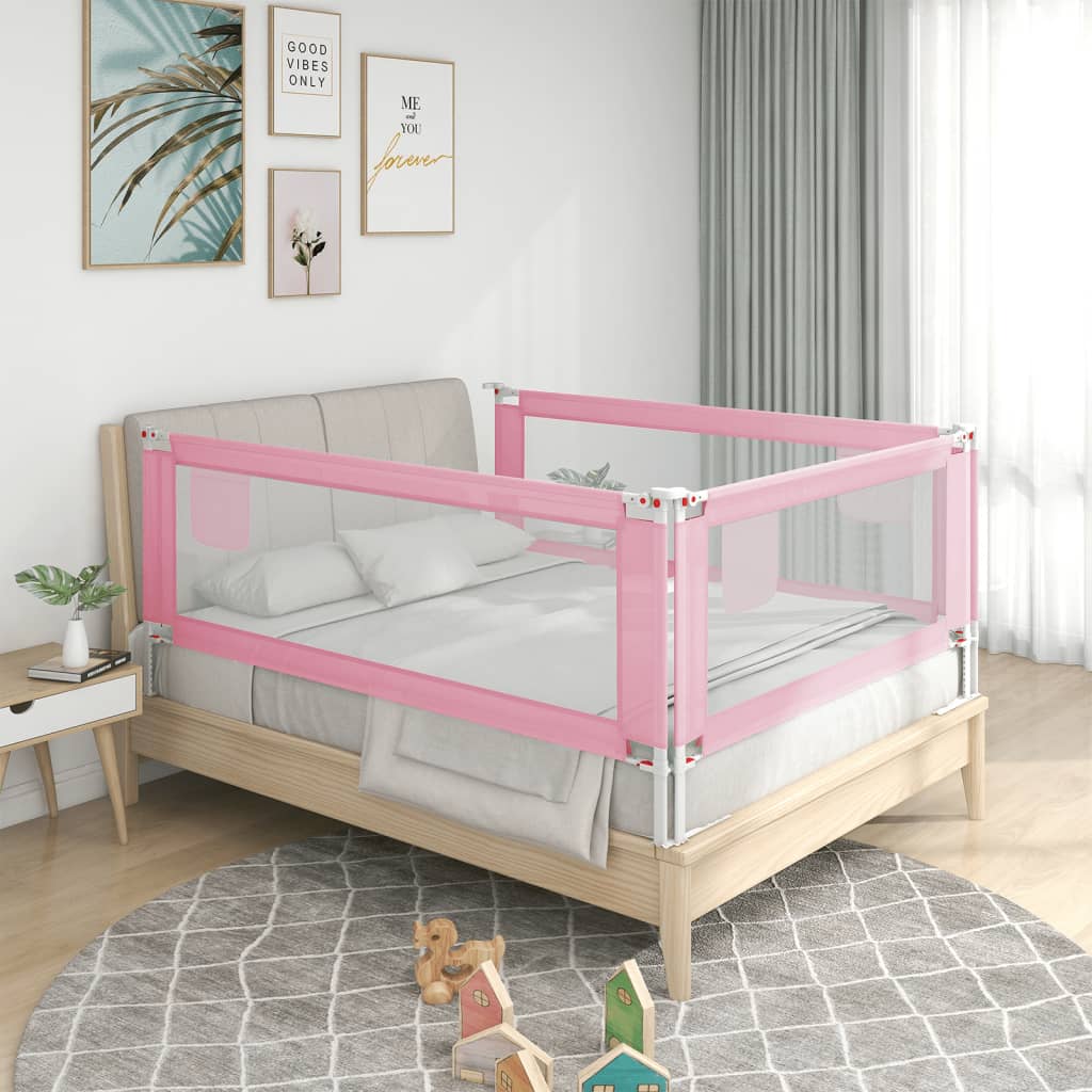 Sponda Letto di Sicurezza per Bambini Rosa 100x25 cm in Tessuto 10199