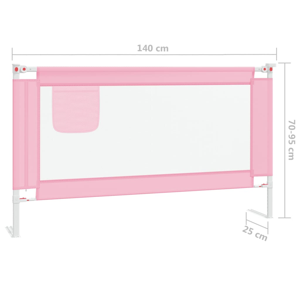 Sponda Letto di Sicurezza per Bambini Rosa 140x25 cm in Tessuto cod mxl 78609