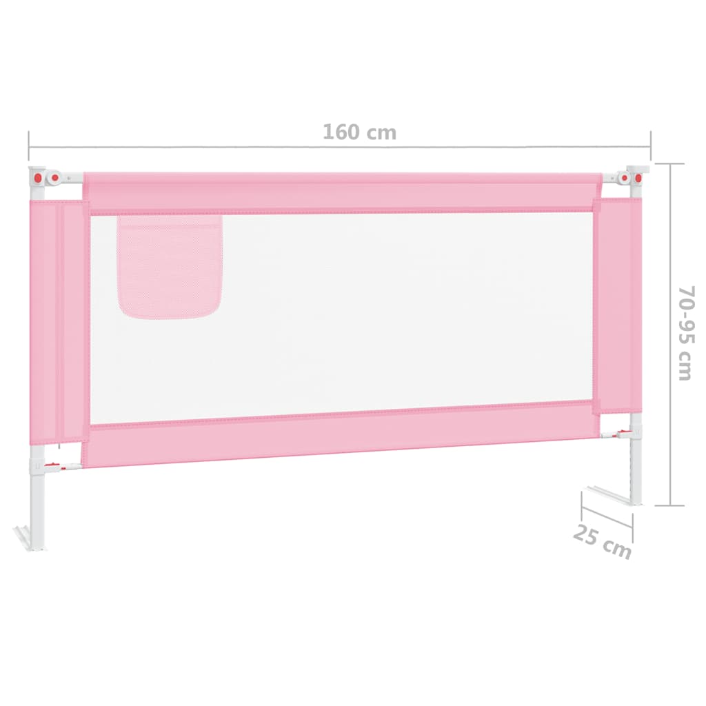 Sponda Letto di Sicurezza per Bambini Rosa 160x25 cm in Tessuto 10203