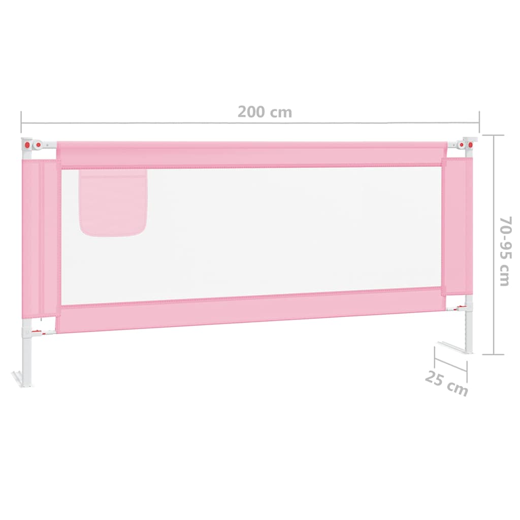 Sponda Letto di Sicurezza per Bambini Rosa 200x25 cm in Tessuto 10206