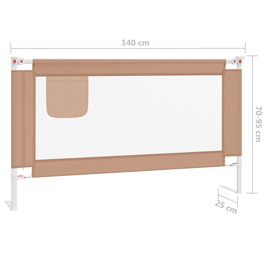 Sponda Letto di Sicurezza per Bambini Tortora 140x25 cm Tessuto 10219