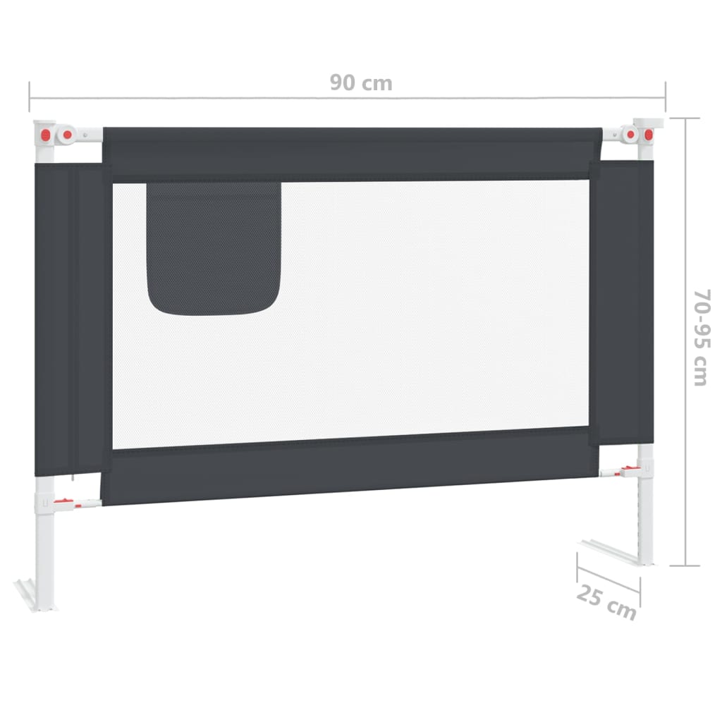 Sponda Letto Sicurezza Bambini Grigio Scuro 90x25 cm in Tessuto cod mxl 71830