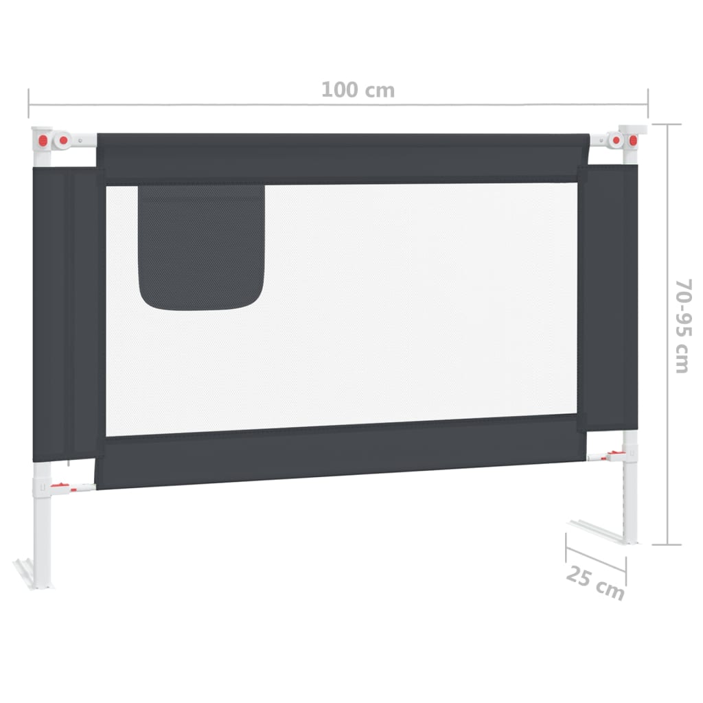 Sponda Letto Sicurezza Bambini Grigio Scuro 100x25 cm Tessuto cod mxl 78073