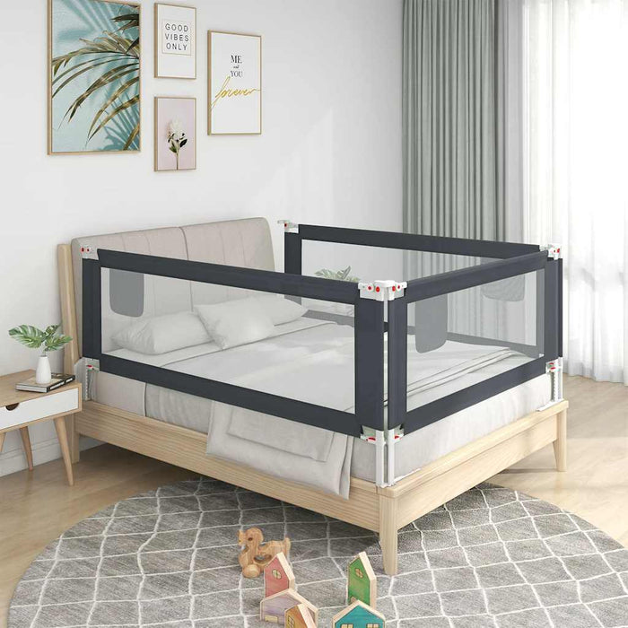 Sponda Letto Sicurezza Bambini Grigio Scuro 140x25 cm Tessuto 10228