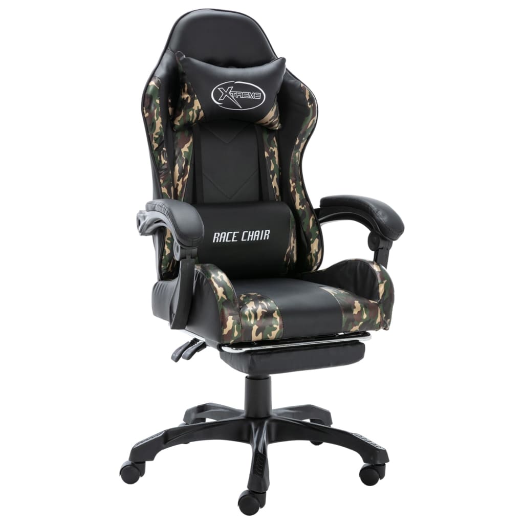 Sedia da Gaming con Poggiapiedi Nera e Mimetica in Similpelle cod mxl 5728