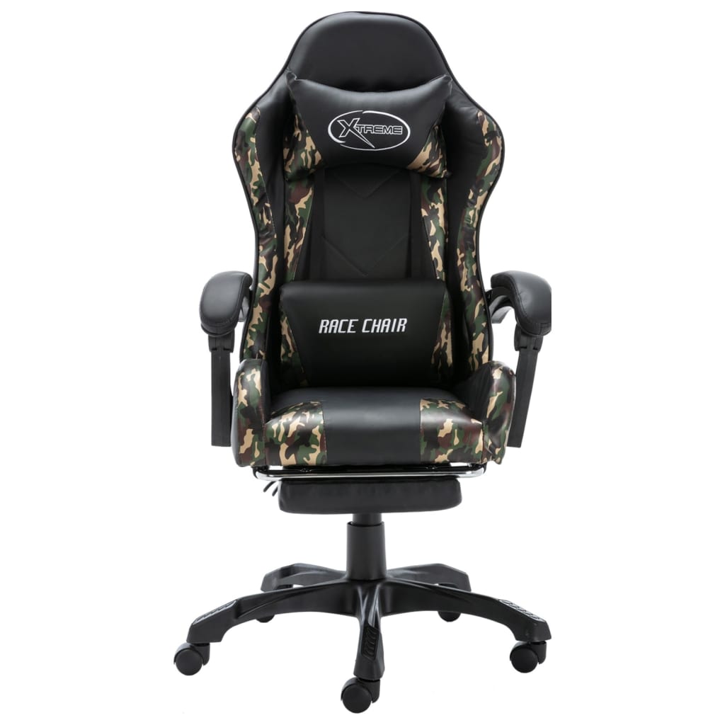 Sedia da Gaming con Poggiapiedi Nera e Mimetica in Similpelle cod mxl 5728