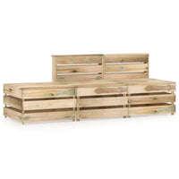 Set Divani da Giardino 3 pz in Legno di Pino Impregnato Verde cod mxl 42776