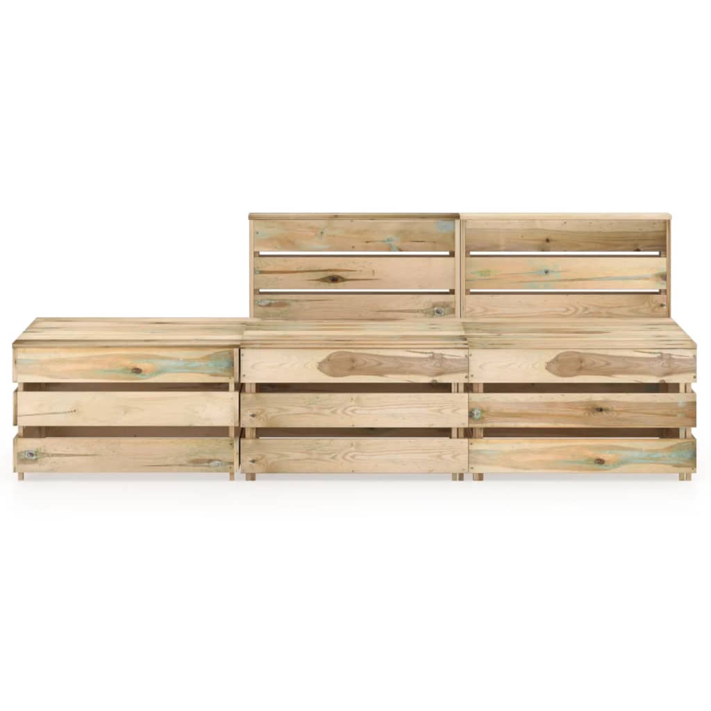 Set Divani da Giardino 3 pz in Legno di Pino Impregnato Verde cod mxl 42776