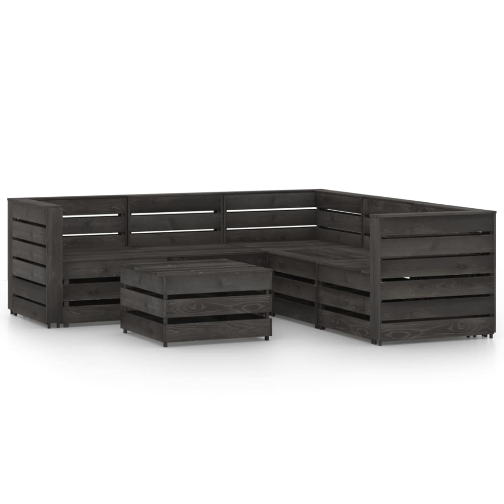 Set Divani da Giardino 6 pz in Legno di Pino Impregnato Grigio cod mxl 42964