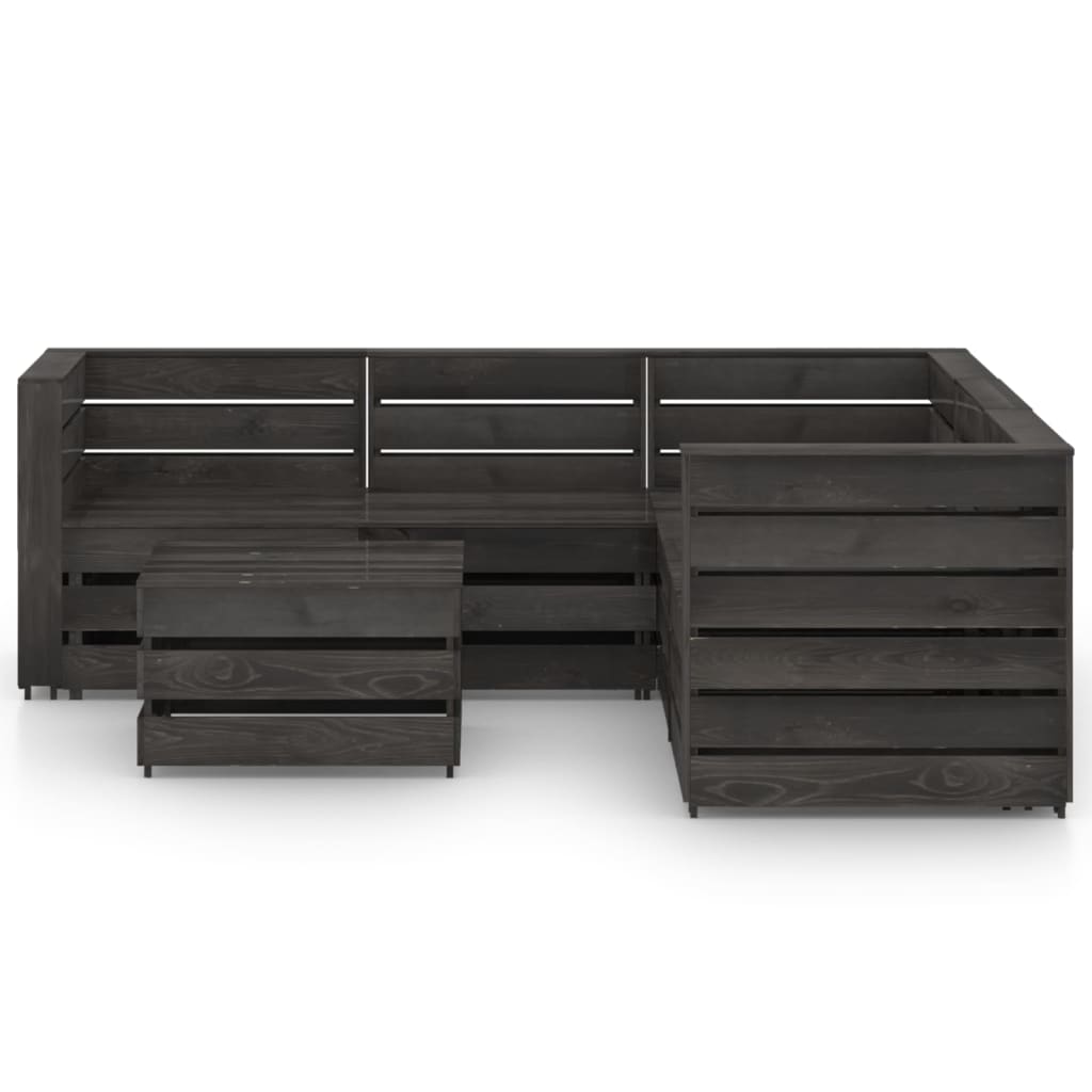 Set Divani da Giardino 6 pz in Legno di Pino Impregnato Grigio 3068072