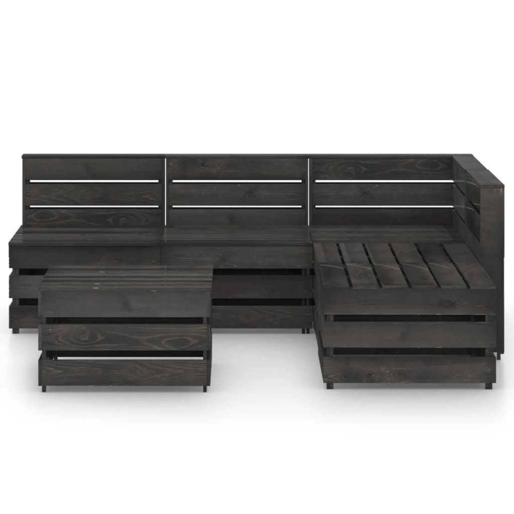 Set Divani da Giardino 6 pz in Legno di Pino Impregnato Grigio cod mxl 42983