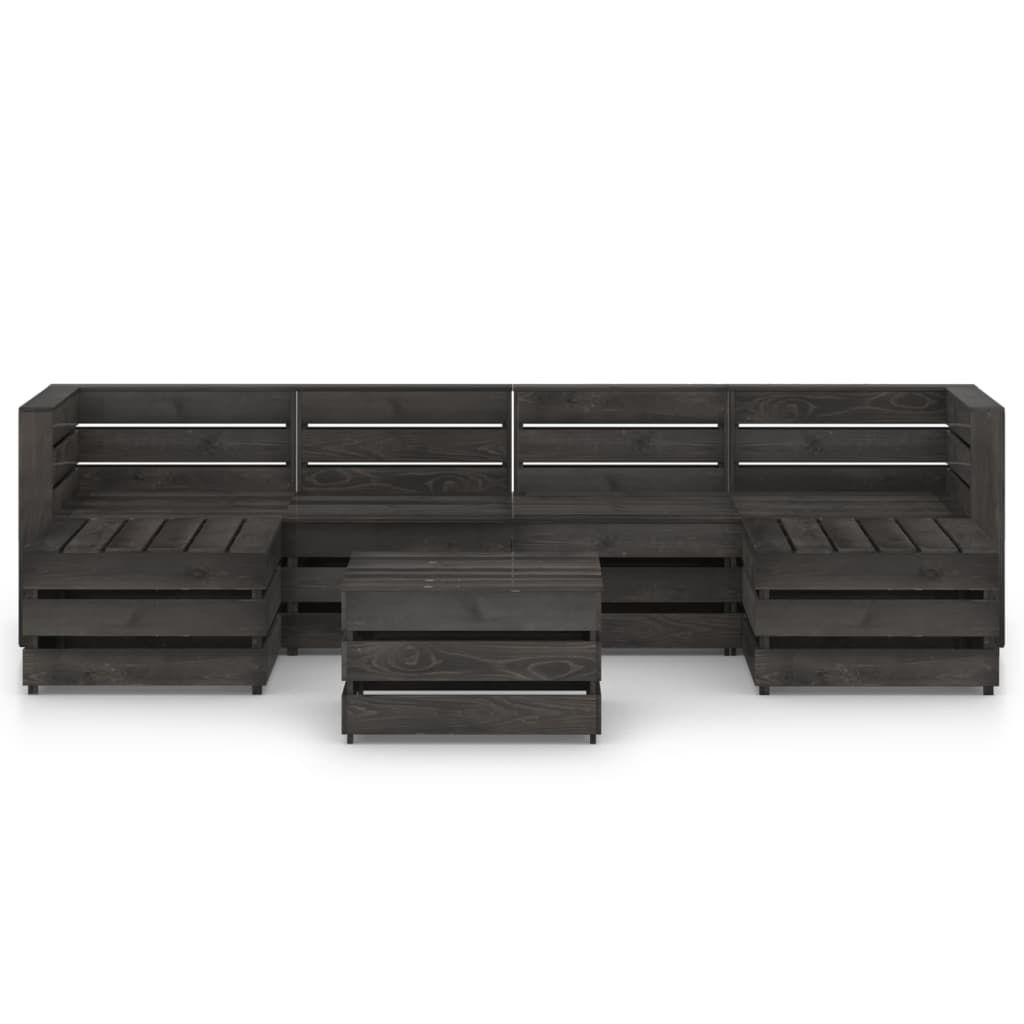 Set Divani da Giardino 7 pz in Legno di Pino Impregnato Grigio cod mxl 50656