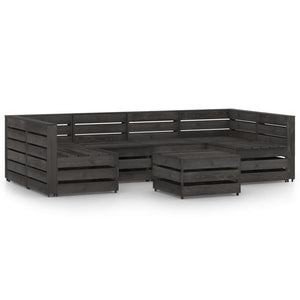 Set Divani da Giardino 7 pz in Legno di Pino Impregnato Grigio cod mxl 43018