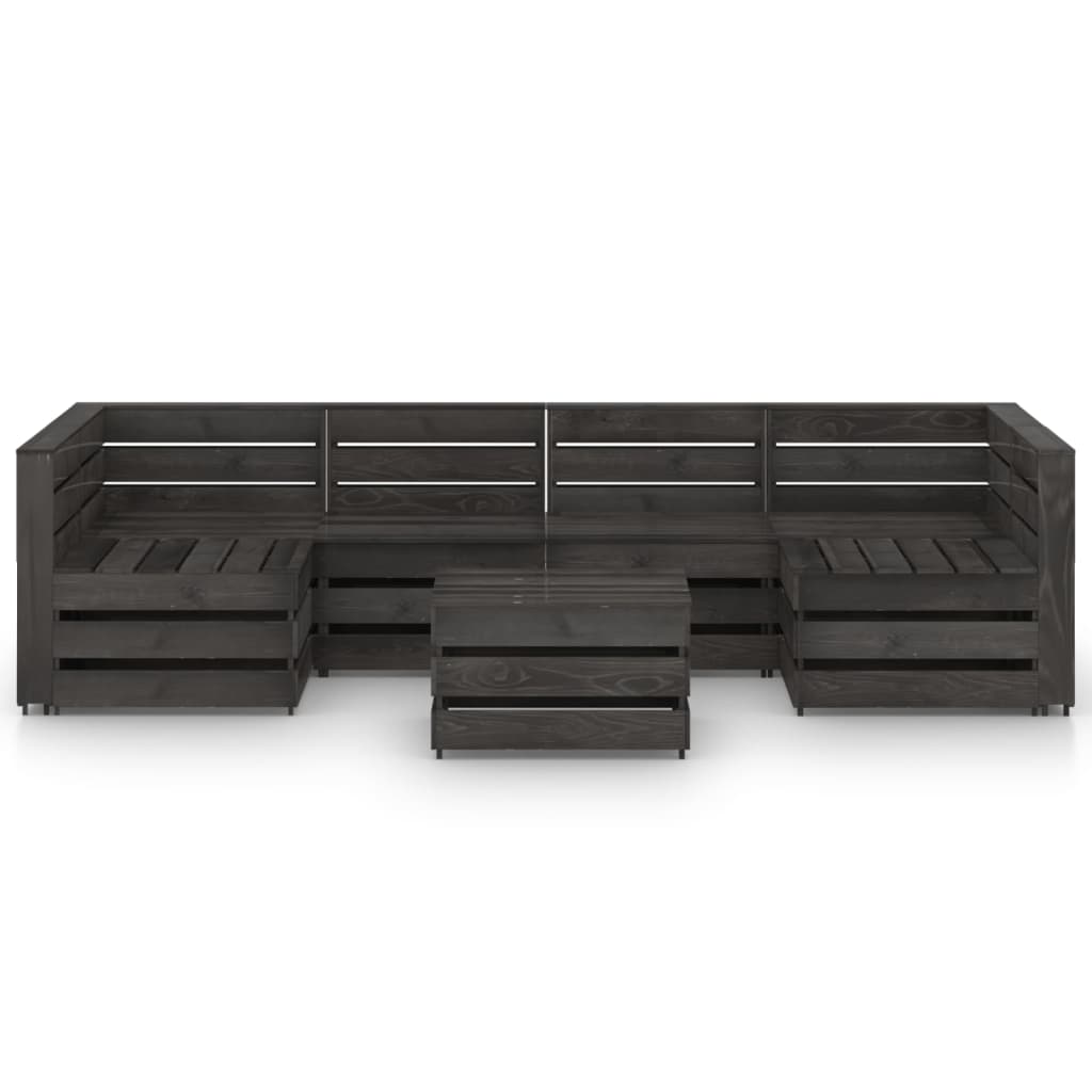 Set Salotto da Giardino 7 pz in Legno di Pino Impregnato Grigio 3068078