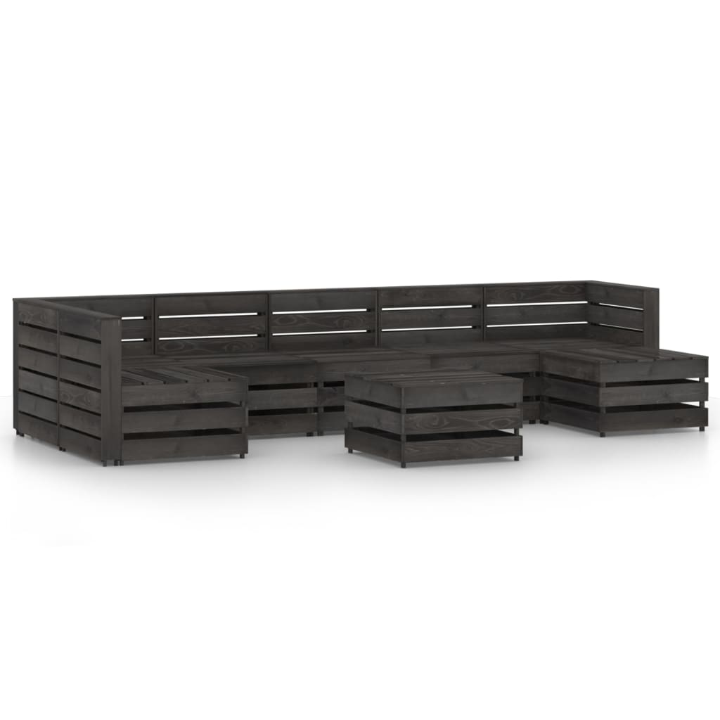 Set Salotto da Giardino 8 pz in Legno di Pino Impregnato Grigio 3068082