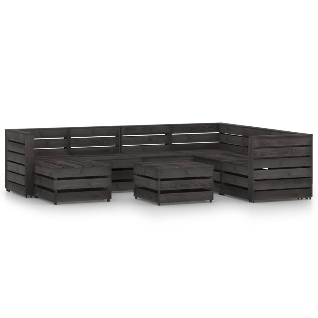 Set Divani da Giardino 8 pz in Legno di Pino Impregnato Grigio cod mxl 43272