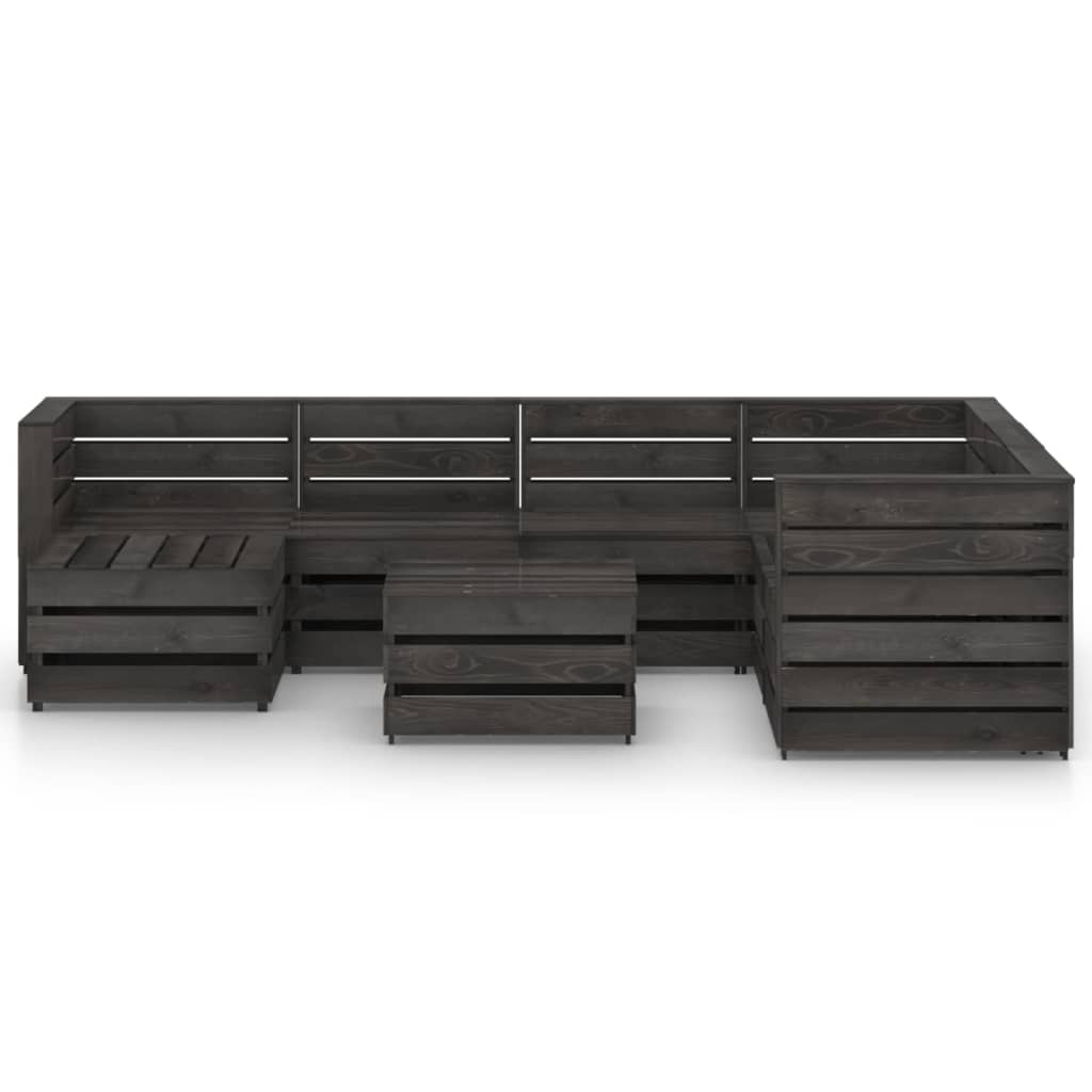 Set Salotto da Giardino 8 pz in Legno di Pino Impregnato Grigio 3068086